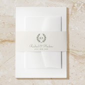 Elegant Monogram Sage Green Wedding Uitnodigingen Wikkel