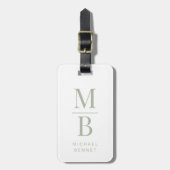 Elegant Monogram Sage Groen Bagagelabel (Voorkant verticaal)