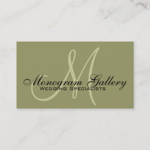 Elegant Monogram  Sage Visitekaartje