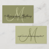 Elegant Monogram  Sage Visitekaartje (Voorkant / Achterkant)
