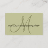 Elegant Monogram  Sage Visitekaartje (Achterkant)