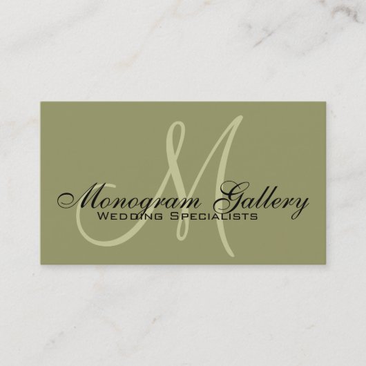 Elegant Monogram  Sage Visitekaartje (Voorkant)