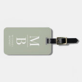 Elegant Monogram Salie Groen Bagagelabel (Voorkant horizontaal)