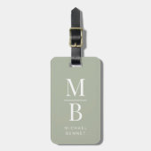 Elegant Monogram Salie Groen Bagagelabel (Voorkant verticaal)