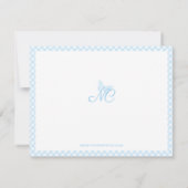 Elegant Monogram Schattige Baby Blauw Gingham Cheq Notitiekaartje (Achterkant)