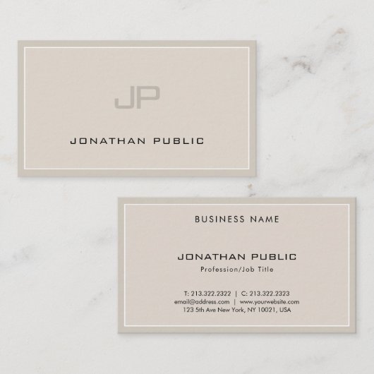 Elegant Monogram Schoon Professioneel Modern Trend Visitekaartje (Voorkant / Achterkant)