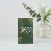 Elegant Monogram Schrift Goud Grunge Groen Textuur Visitekaartje (Staand voorkant)