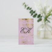 Elegant Monogram Schrift Goud Grunge Roze Visitekaartje (Staand voorkant)