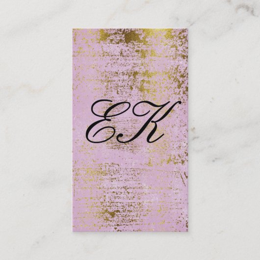 Elegant Monogram Schrift Goud Grunge Roze Visitekaartje (Voorkant)