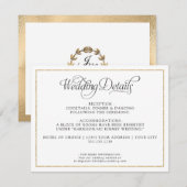 Elegant Monogram Schrift Gouden Trouwdetails Informatiekaartje (Voorkant / Achterkant)
