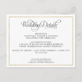 Elegant Monogram Schrift Gouden Trouwdetails Informatiekaartje