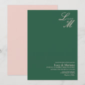 Elegant Monogram Schrift Groen Roze Bruiloft Kaart (Voorkant / Achterkant)