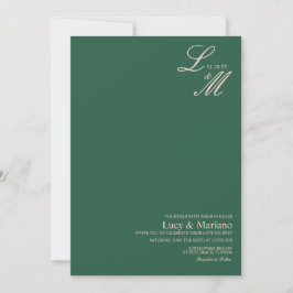 Elegant Monogram Schrift Groen Roze Bruiloft Kaart