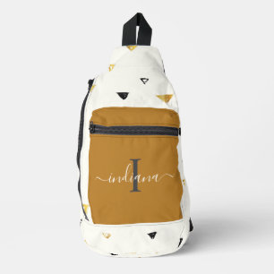 Elegant Monogram Script Abstract Patroon Aangepast Sling Bag