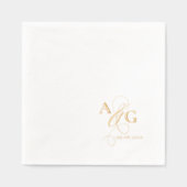 Elegant Monogram Script Ampersand Wedding Gold Folie Servetten (Voorkant)