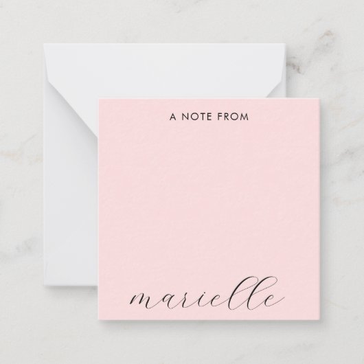 Elegant monogram Script Blush Pink Notitiekaartje (Voorkant)