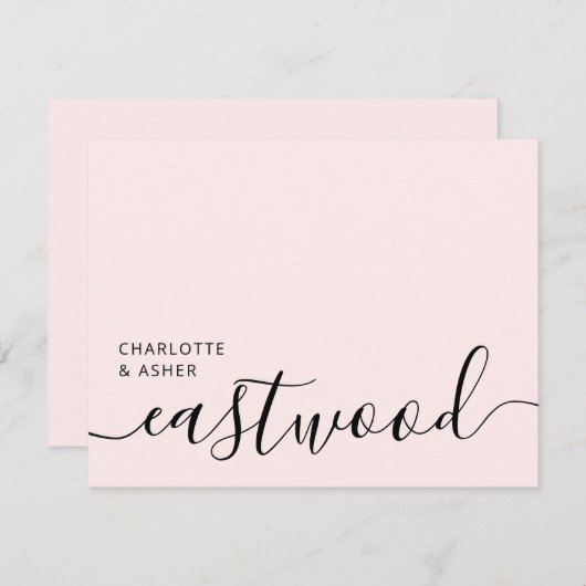 Elegant Monogram Script Blush Pink Notitiekaartje (Voorkant / Achterkant)