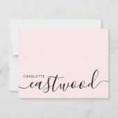 Elegant Monogram Script Blush Pink Notitiekaartje (Voorkant)