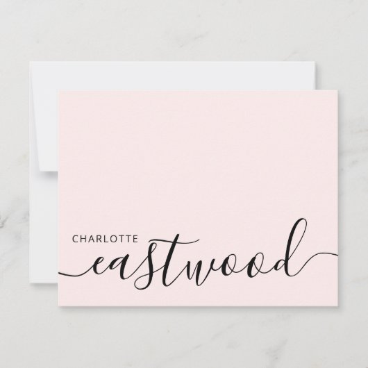 Elegant Monogram Script Blush Pink Notitiekaartje (Voorkant)