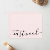 Elegant Monogram Script Blush Pink Notitiekaartje (Voorkant / Achterkant in situ)
