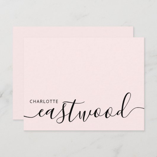 Elegant Monogram Script Blush Pink Notitiekaartje (Voorkant / Achterkant)