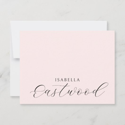 Elegant Monogram Script Blush Pink Notitiekaartje (Voorkant)