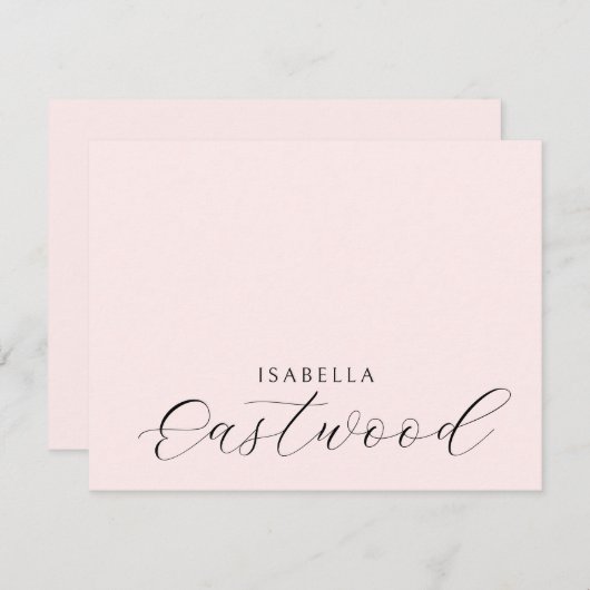 Elegant Monogram Script Blush Pink Notitiekaartje (Voorkant / Achterkant)