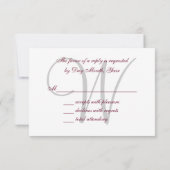 Elegant Monogram Script Bourgondië Grijs Bruiloft  RSVP Kaartje (Achterkant)