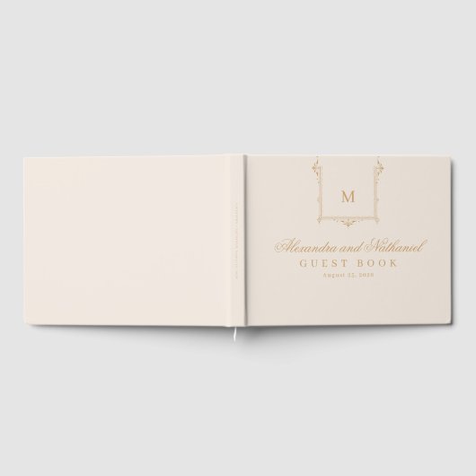 Elegant  Monogram Script Bruiloft Gastenboek (Volledig)