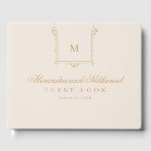 Elegant  Monogram Script Bruiloft Gastenboek (Voorkant)