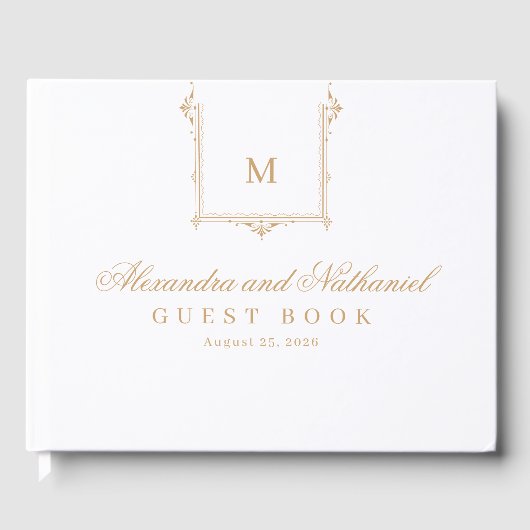 Elegant  Monogram Script Bruiloft Gastenboek (Voorkant)