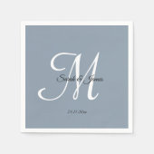 Elegant Monogram Script Dusty Blue Wedding Party Servet (Voorkant)