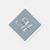 Elegant Monogram Script Dusty Blue Wedding Party Servet (Hoek)