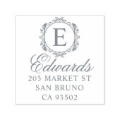 Elegant Monogram Script Familienaam Retouradres Zelfinktende Stempel (Design)