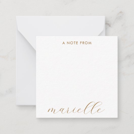 Elegant Monogram Script Gepersonaliseerd Gold Scri Notitiekaartje (Voorkant)