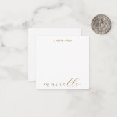 Elegant Monogram Script Gepersonaliseerd Gold Scri Notitiekaartje (Voorkant / Achterkant in situ)