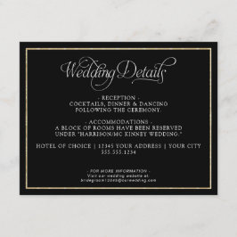 Elegant Monogram Script Gold Black Weddenschap Det Informatiekaartje
