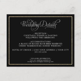 Elegant Monogram Script Gold Black Weddenschap Det Informatiekaartje