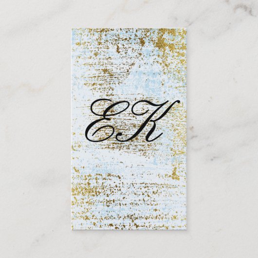 Elegant Monogram Script Gold Grunge Blue Texture Visitekaartje (Voorkant)