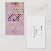 Elegant Monogram Script Gold Grunge roze tegels Visitekaartje (Voorkant / Achterkant)