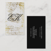 Elegant Monogram Script Gold Grunge White Texture Visitekaartje (Voorkant / Achterkant)