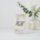 Elegant Monogram Script Gold Grunge White Texture Visitekaartje (Staand voorkant)