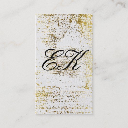 Elegant Monogram Script Gold Grunge White Texture Visitekaartje (Voorkant)