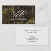 Elegant Monogram Script Goud Grunge Visitekaartje (Voorkant / Achterkant)
