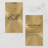 Elegant Monogram Script Gouden Metallic Spikkels Visitekaartje (Voorkant / Achterkant)