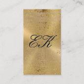 Elegant Monogram Script Gouden Metallic Spikkels Visitekaartje (Voorkant)