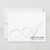 Elegant Monogram Script Initiaal Eenvoudig Bedrijf Notitiekaartje (Voorkant)