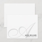 Elegant Monogram Script Initiaal Eenvoudig Bedrijf Notitiekaartje (Voorkant / Achterkant)