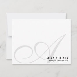 Elegant Monogram Script Initiaal Eenvoudig Bedrijf Notitiekaartje