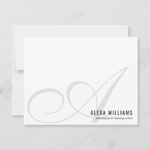 Elegant Monogram Script Initiaal Eenvoudig Bedrijf Notitiekaartje